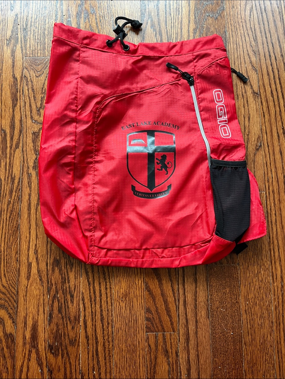 OGIO Red Drawstring Sling with East Lake Academy Crest
